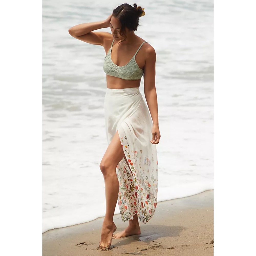 Payal Jain | Sheer Floral Maxi Wrap Skirt | NWT